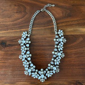 Loft Silver Faux Pearl & Crystal Rhinestone Necklace